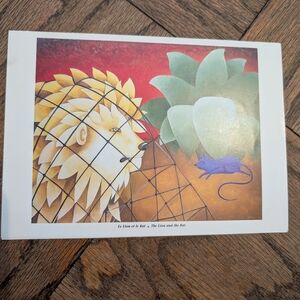 Lion and Rat Art Print - Red, Green, Blue